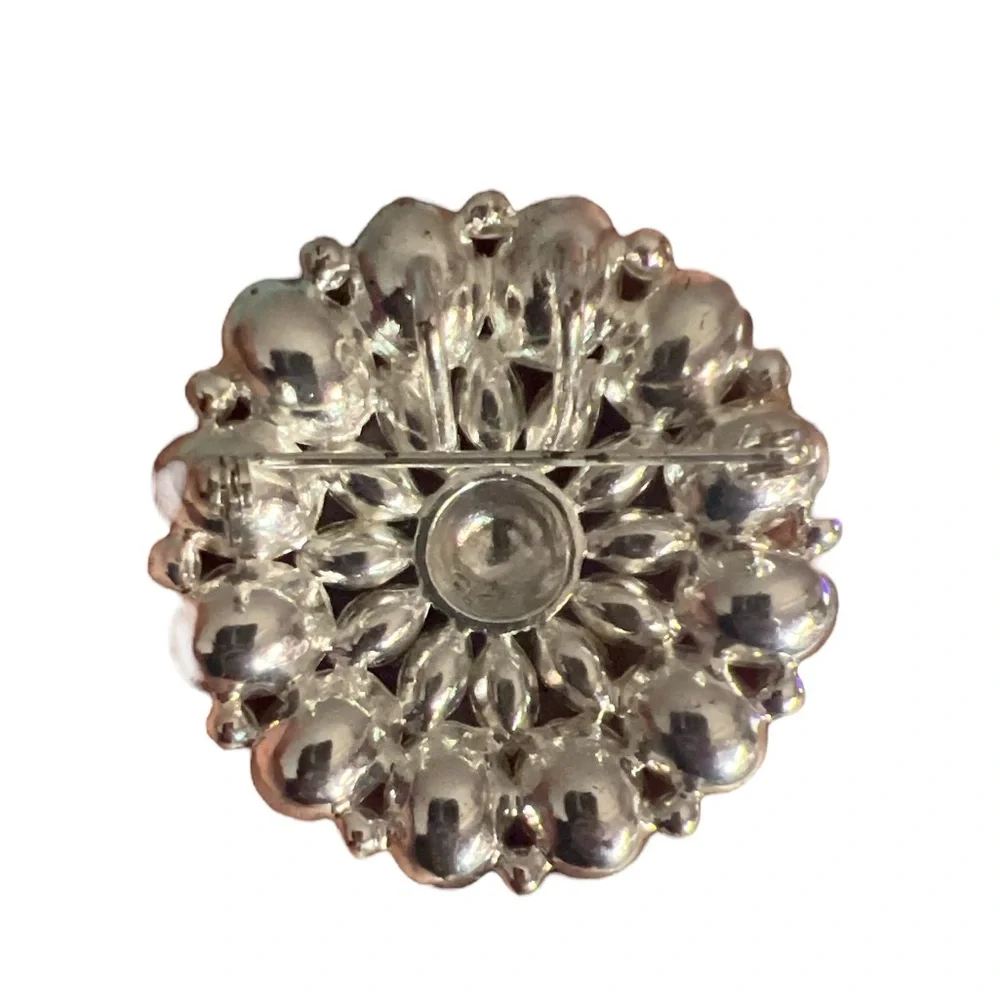 Vintage Convertible Pendant Pin Brooch Starburst Pink‎ Clear Rhinestones